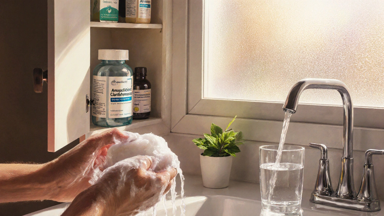 Léčba H. pylori: antibiotika, inhibitor kyseliny a opatření pro prevenci.