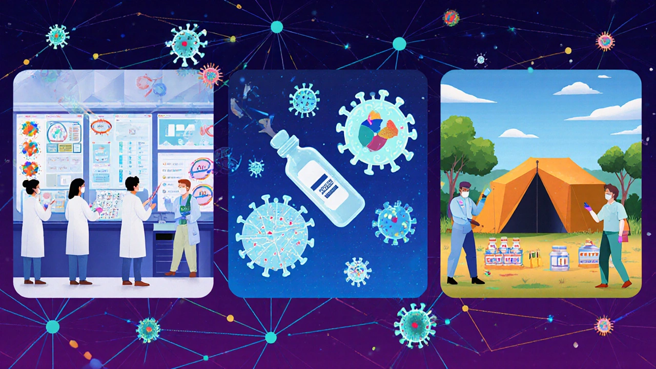 Scény ukazují výzkum SARS‑CoV‑2, chřevátky a Ebola.