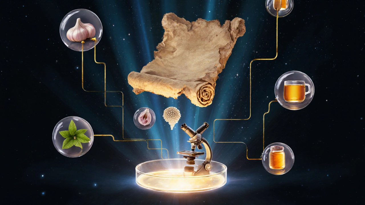 Spojení starověkých léčiv a moderní mikrobiologie.