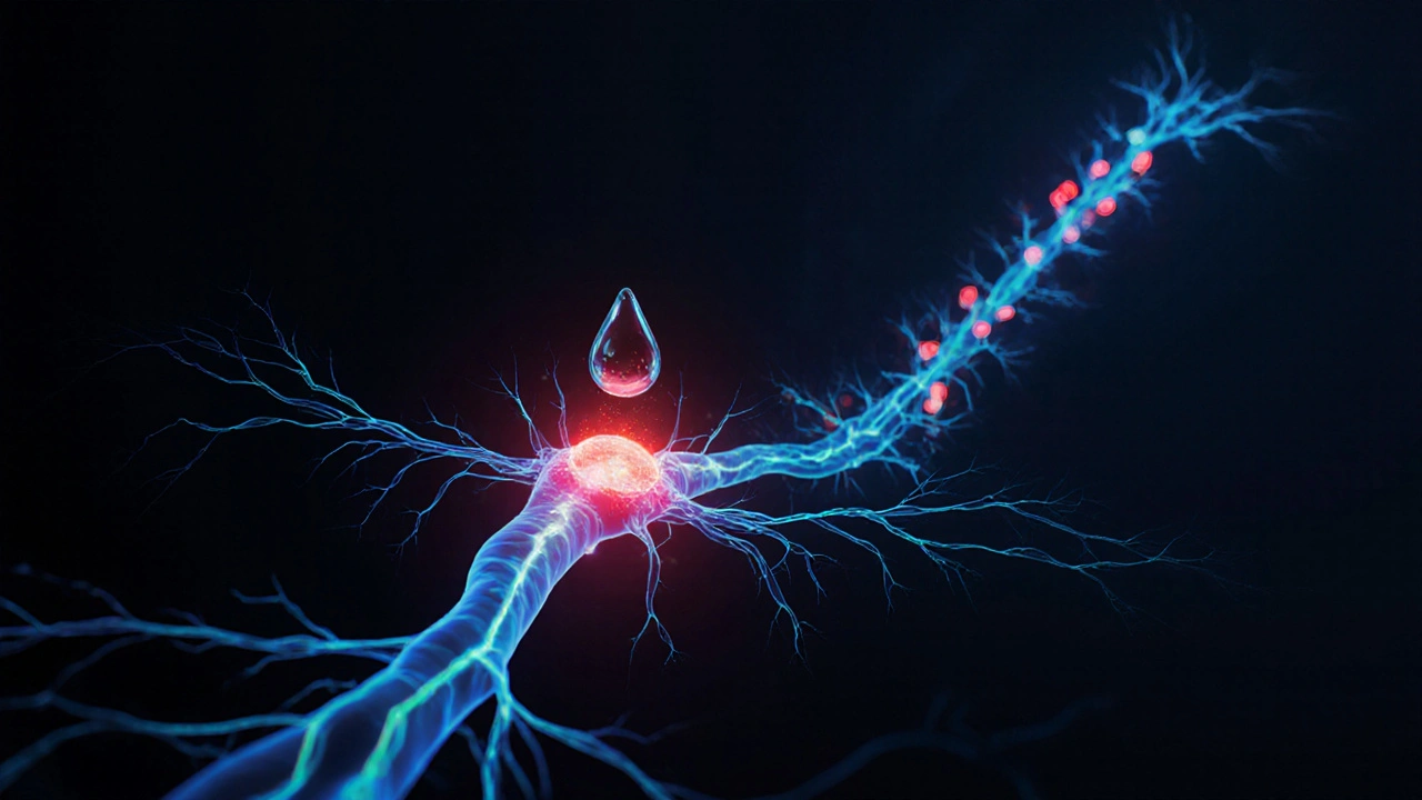 Vírus cestuje po nervu k mozku, zatímco protilátky brání jeho šíření.