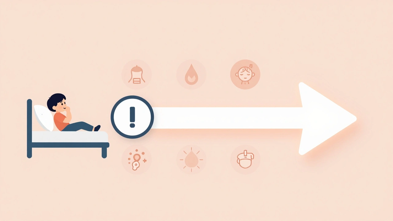 Časová osa očkování s přerušením kvůli nemoci a pokračováním po uzdravení.