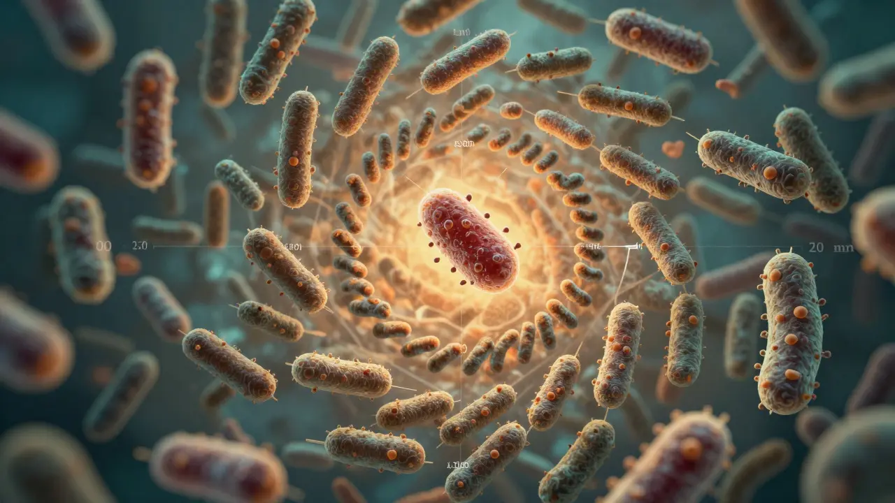 Exponenciální růst bakterií od jedné buňky k miliardám.