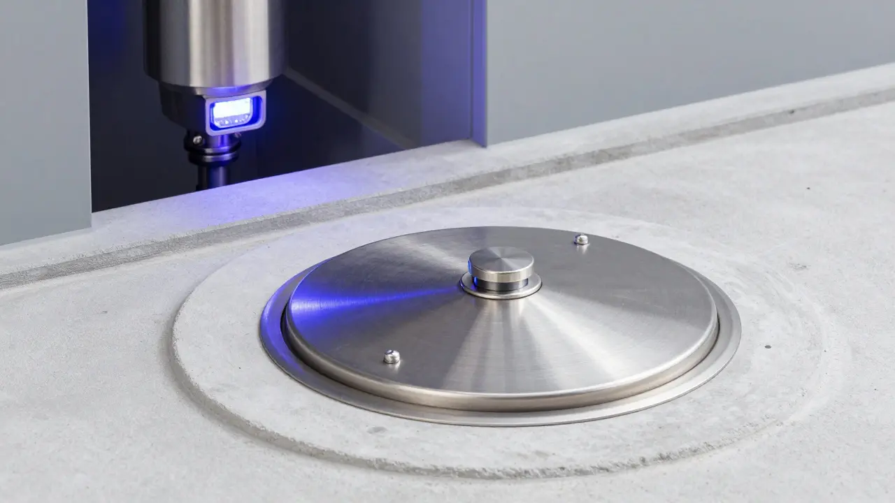 Moderní zabezpečení studny s betonovou dlažbou a UV sterilizátorem vody.