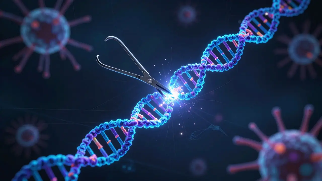 Molecular visualization of CRISPR-Cas9 editing DNA strands