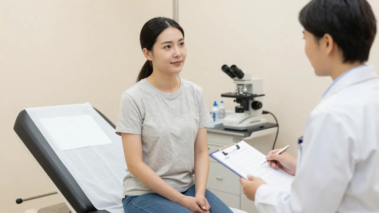 Žena na vyšetření u gynekologa s lékařem